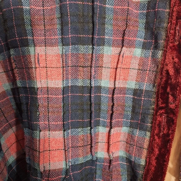 Soft Surroundings Plaid Tunic Top Burnout Velvet Paisley Forest Fairy Boho 2X - Picture 6 of 16